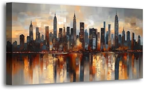 Abstraction Pictures Canvas Wall Art for Living room Office Bedroom Wall Decor,City night Scene Wall Art Print Paintings Modern Natural Landscape Artwork Waterproof Ready to Hang-20x40inch by HaichuangDecorArt