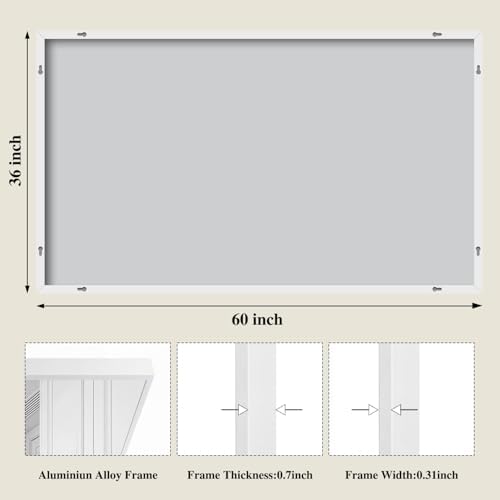 Koonmi White Rectangle Wall Mirror, 36x60 Inch Bathroom Mirror, Aluminum Frame Vanity Mirror for Entryway, Living Room, Bedroom Bathroom, Hangs Horizontally or Vertically - Image 2