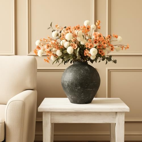 Handmade Large Rustic Ceramic Vase 10.6 inches Tall, Farmhouse - Image 3