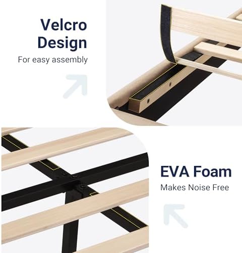 Allewie King Size Platform Bed Frame with Fabric Upholstered Headboard and Wooden Slats Support, Fully Upholstered Mattress Foundation/No Box Spring Needed/Easy Assembly, Beige - Image 5