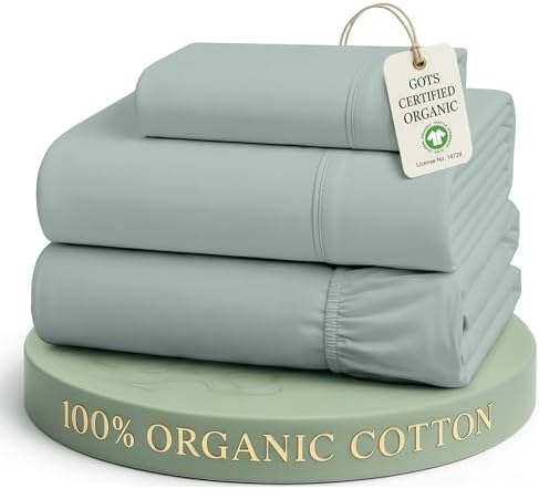 LANE LINEN Twin Bed Sheet Set 100% Organic Cotton Percale 3pc - French Blue by LaneLinen