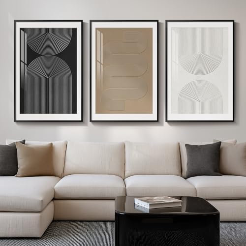 Framed Boho Neutral Abstract Wall Art for Living Room, 3 Piece 24x36 Inch by Cuspin