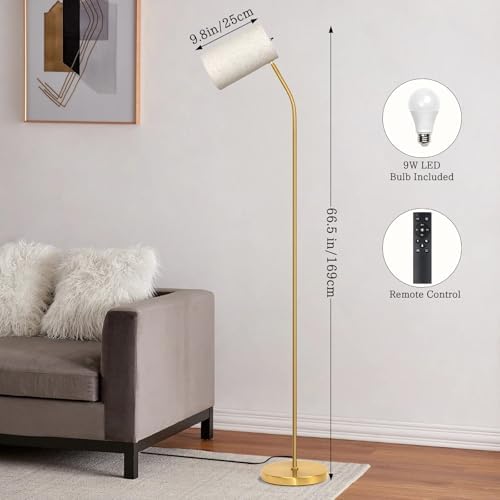 Ldeco Gold Arc Floor Lamp for Living Room with Remote Color Changing Stepless Dimmable Bulb Included Tall Stand Reading Lamp for Living Room Bedroom Office Corner Lamp for Small Space(Beige/Gold) - Image 2