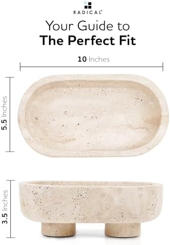 Radicaln Marble Oval Bowl with Stand 10" Decorative Bowl for Table Decor - Image 6