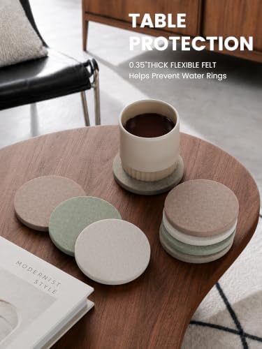 Fluxynara Felt Coasters with Holder, Set of 8 for Drinks, Boho - Image 3