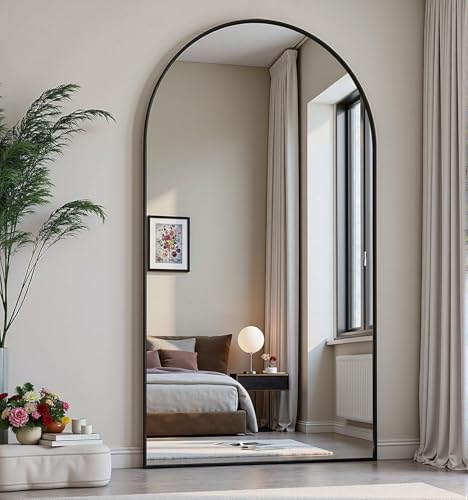 Dewfig Arched Full Length Mirror, 71"x30" Large Floor Mirror, Black by YourSpacePerfectlyReflected