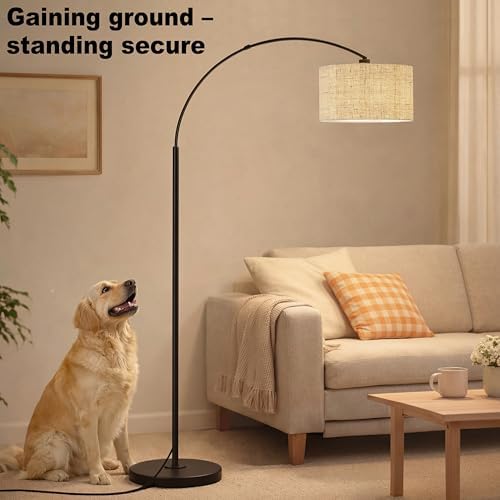 marctronic Arc Floor Lamp for Living Room, 71" Arched Standing Lamp for Bedroom, Beige Fabric Shade, 350° Rotating Head, 3000K-6000K Adjustable Color Temperature, Foot Switch, E26 LED Bulb Included - Image 5
