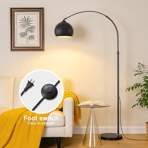 Black Minimalism Arc Floor Lamps with 12W LED Remote Dimming - Image 3