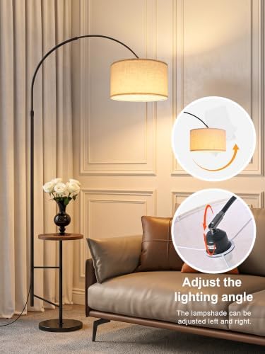 Arc Floor Lamp with Table, Remote Control, Dimmable & Adjustable 3-Color - Image 4