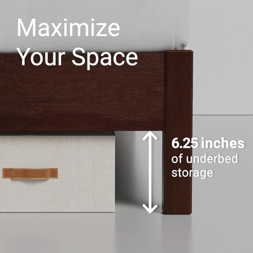 LIFEMENT Signature Wood Platform Bed Frame with Headboard, Essential, Noise Free, Under Bed Storage, No Box Spring Needed, Easy Assembly (Walnut, Queen (U.S. Standard)) - Image 4