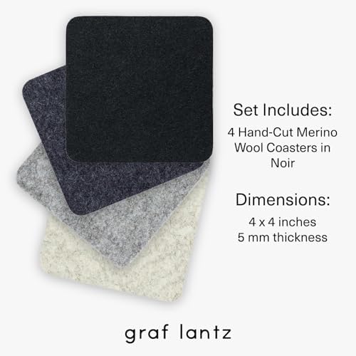 Graf Lantz - Bierfilzl Merino Wool Square Coasters Set of 4 - Noir (4"x4"x5mm) - Absorbs 30% of Weight - Natural German Wool - Heat Resistant, Sustainable, Reusable - Home Decor, Coffee Table Decor - Image 4