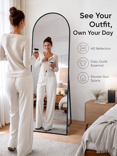 Full Length Mirror, 71" x 32" Arched Full Body Mirror Large Standing Floor Mirrors, Mirrors for Bedroom, Bathroom, Living Room Standing or Wall Leaning, Black - Image 5