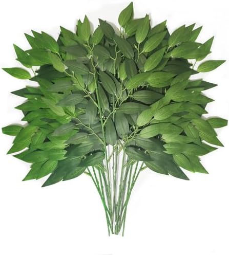 40Pcs Italian Ruscus Greenery Stems 18" Artificial Silk Greenery Leaves for DIY Bouquet Filler Table Centerpieces Home Indoor Decor by FUNORNAM
