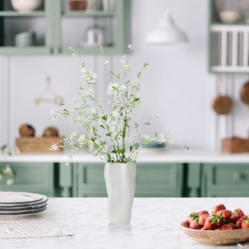 Elements Artificial White Flower Arrangement in White Ceramic Vase, Realistic Look and Feel - Image 6
