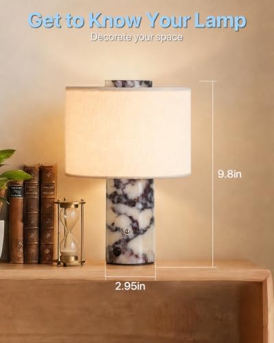 Cordless Marble Table Lamp - Natural Stone Base with Rechargeable Battery - Image 6