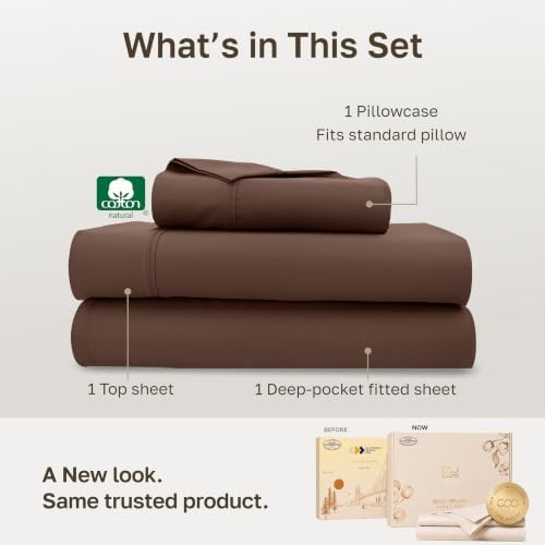 California Design Den Soft 100% Cotton Sateen Twin Long Sheets Set, 3 Pcs - Image 3