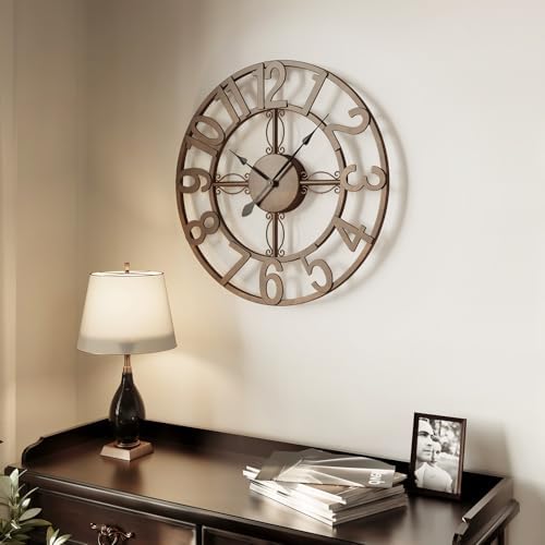Cuspin Wall Clock for Living Room Decor 16 Inch Bronze Metal Wall Clock by Cuspin