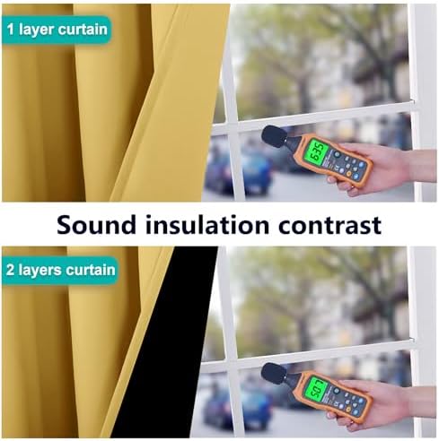 NICETOWN 100% Blackout Curtains with Black Liners, Thermal Insulated Full Blackout 2-Layer Lined Drapes, Energy Efficiency Window Draperies for Bedroom (Bright Yellow, 2 Panels, 55" W by 68" L) - Image 4