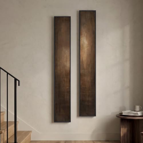 Framed Neutral Abstract Wall Art, Set of 2 Brown Vertical Canvas Prints by Cuspin