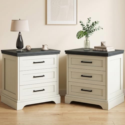 DUMOS Farmhouse Nightstand Set of 2 with Charging Station & USB Ports by DumosLifestyle