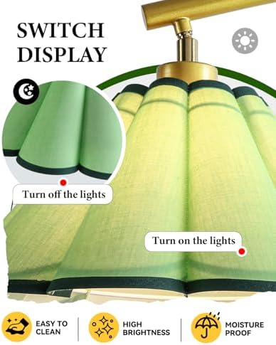Floor Lamp with Pleated Linen Lampshade, Modern Flower Floor Lamp for Living Room Arc Standing Lamp, Gold Tall Lamp for Bedroom Office Dining Room, Bulb Included (Gold + Green, 65IN) - Image 2