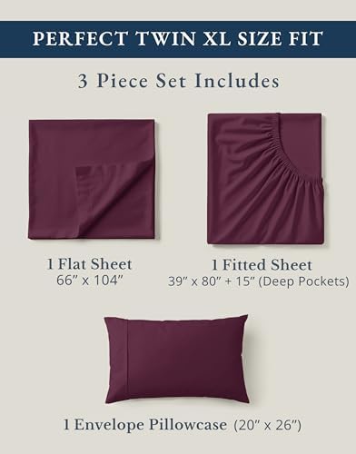 LANE LINEN Twin XL Sheets 100% Organic Cotton Cooling Soft - Windsor Wine - Image 4