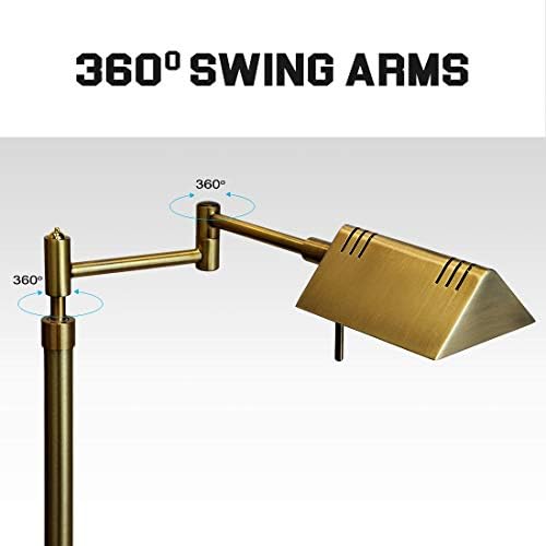 O'Bright Brook Adjustable Dimmable LED Pharmacy Floor Lamp, Antique Brass - Image 5