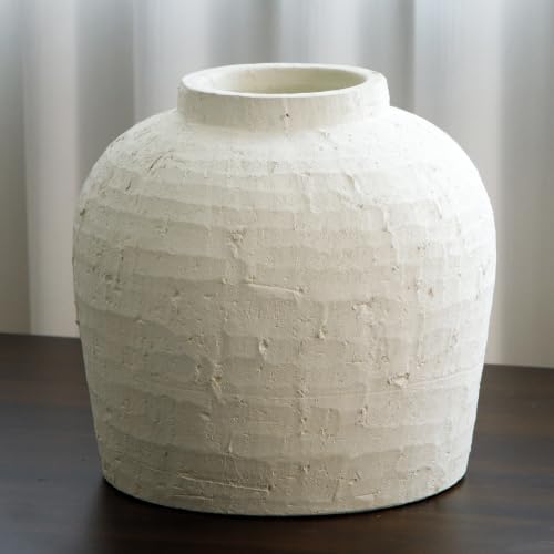 Large Ceramic Vase, Rustic Farmhouse Terracotta Flower Vase for Home Decor by Tuioyoc