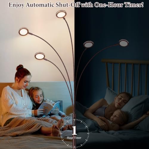 Bairth LED Arc Floor Lamp with Remote,2250LM Dimmable Floor Lamp with Timer - Image 4