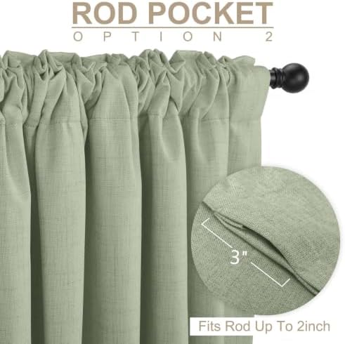 Sage Green Total Blackout Curtains for Bedroom 63 Inches Long - Image 4