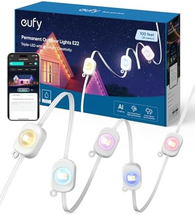 eufy Permanent Outdoor Lights E22, 100ft with 60 Triple-LED Lights by Unknown