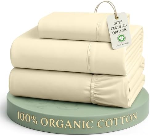 LANE LINEN Twin Sheets 100% Organic Cotton Soft 3pc Percale - Natural by LaneLinen