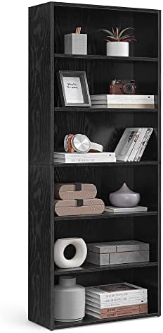 VASAGLE Bookshelf, 23.6 Inches Wide, 6-Tier Open Bookcase with Adjustable Storage Shelves, Floor Standing Unit, Ebony Black ULBC166T56 by VASAGLEbySONGMICSHOME