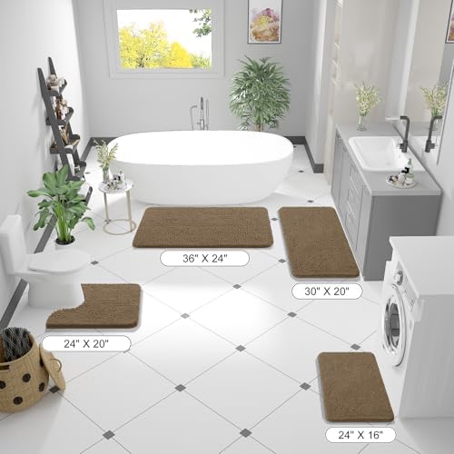 OLANLY Bathroom Runner Rugs 47x24, Extra Soft Absorbent Chenille Bath Rugs - Image 2