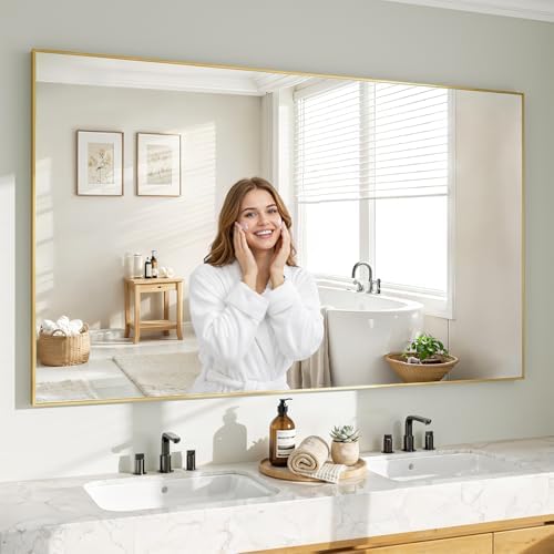 Koonmi Gold Mirrors for Wall, 36x60 Inch Bathroom Mirror, Rectangular Wall Mirror for Living Room Bedroom Bathroom, Hangs Horizontally or Vertically by KOONMI