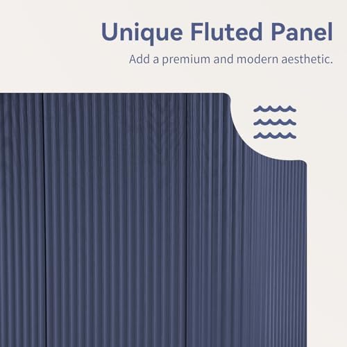 64" Fluted Buffet Cabinet with Storage, Blue Sideboard Cabinet - Image 4