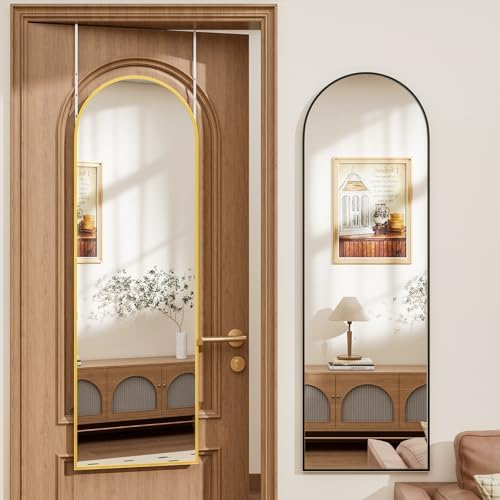 Rowjut Full Length Door Mirror, Wall Mounted Wall Mirrors, 50"X16" Arched Behind Door Mirror for Use in Living Rooms, Rooms, Bedrooms, Cloakrooms, etc. Durable & Stylish Home Decor (Gold). - Image 3