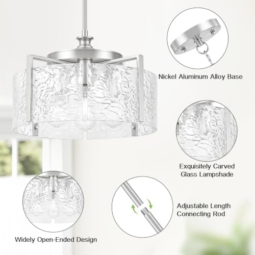 Nickel Chandelier for Dining Room Light Fixture, 16” Entryway Light Fixture - Image 4