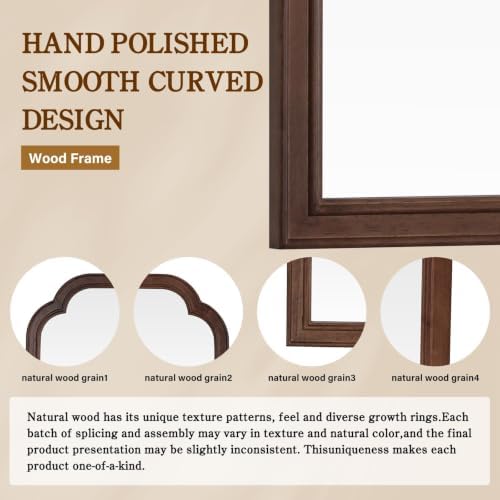 WallBeyond Wooden Framed Wall Mirror, Natural Wood Bathroom Vanity Mirror for Entryway, Living Room or Bedroom Home Decor Vertical or Horizontal Hanging [22" x 30" Walnut Color] - Image 5