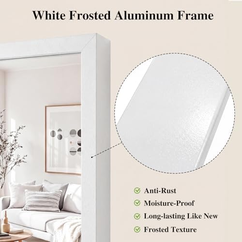 Koonmi White Rectangle Wall Mirror, 30x36 Inch Bathroom Mirror, Aluminum Frame Vanity Mirror for Entryway, Living Room, Bedroom Bathroom, Hangs Horizontally or Vertically - Image 4