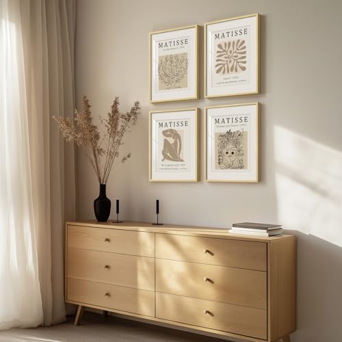 Framed Neutral Beige Matisse Minimalist Wall Art for Bathroom, 11x14 Inch - Image 3