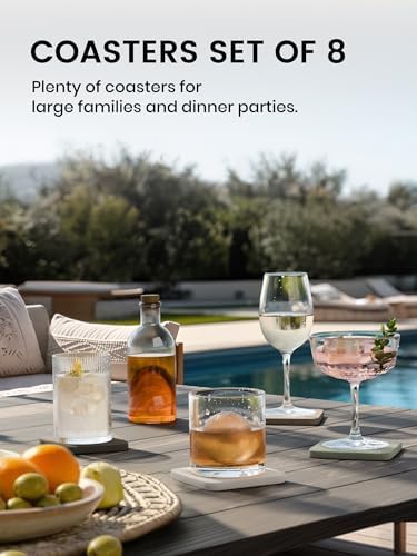 Fluxynara Felt Coasters with Holder, Set of 8 for Drinks, Linen Dusk - Image 6