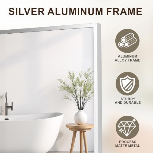 FICTOR Bathroom Vanity Mirror for Over Sink, 30" x 30", Silver - Image 4