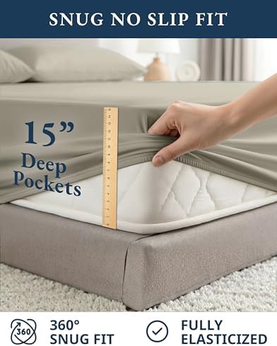 Lane Linen Queen Bed Sheets 100% Organic Cotton Percale Cooling - Silver - Image 7