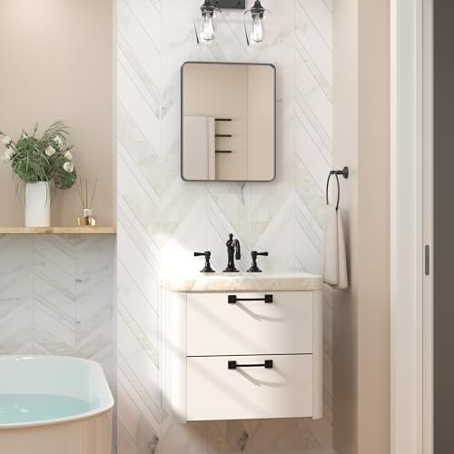 Keonjinn 16 x 20 Inch Black Bathroom Mirrors for Over Sink, Tempered Glass - Image 2