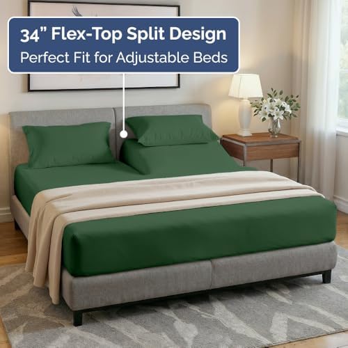 Flex Top Split Head King 4 Piece Sheet Set - Soft & Cooling - Emerald Green - Image 4