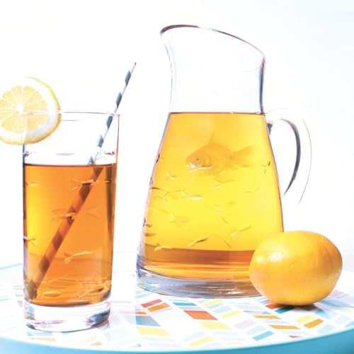 Rolf Glass School of Fish Highball Glass | Set of 2 15oz Cooler Glasses | Lead-Free Engraved Glass with Heavy Base | Proudly Made in the USA - Image 4
