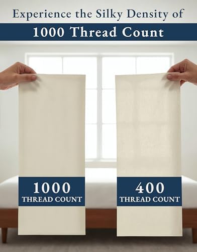 LANE LINEN 100% Egyptian Cotton Sheets California King Sateen Weave - Ivory - Image 4