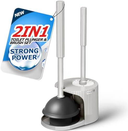 FORASTO 2in1 Toilet Brush & Plunger Set, Bathroom Essentials for Apartment by FORASTO