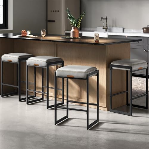 VASAGLE Bar Stools Set of 4, Counter Height, PU Leather, 26-Inch by VASAGLEbySONGMICSHOME